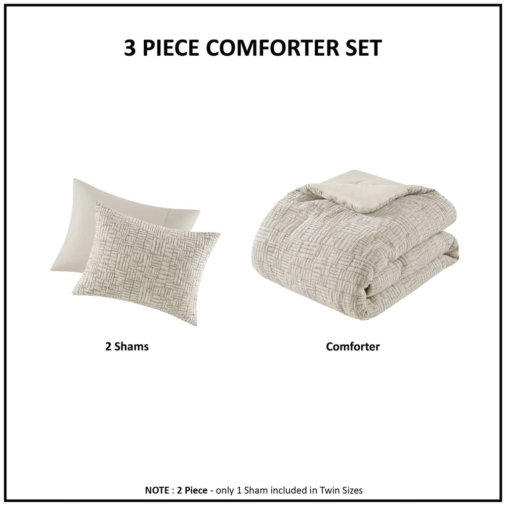 3 Piece Oversized Cotton Matelasse Comforter Set-Full/Queen Media 11
