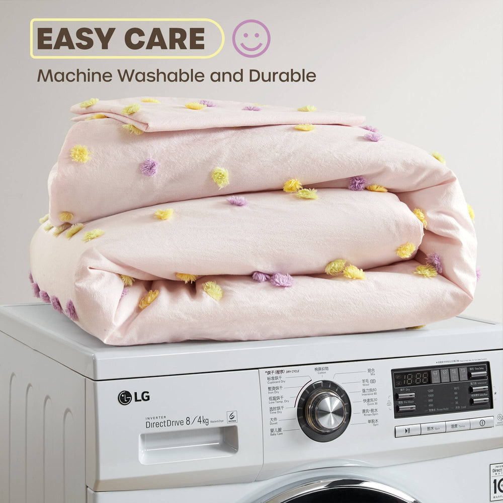 5PCS Full/Queen Cotton Jacquard Pom Pom Comforter Set Media 8