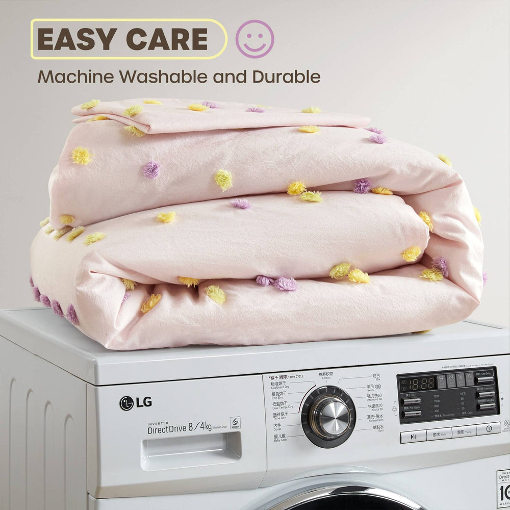 5PCS Full/Queen Cotton Jacquard Pom Pom Comforter Set Media 8