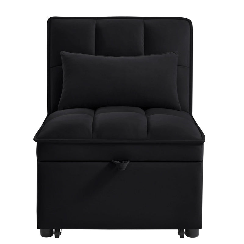 Velvet Sofa Bed Convertible Chaise Lounge Black Living Room American Design