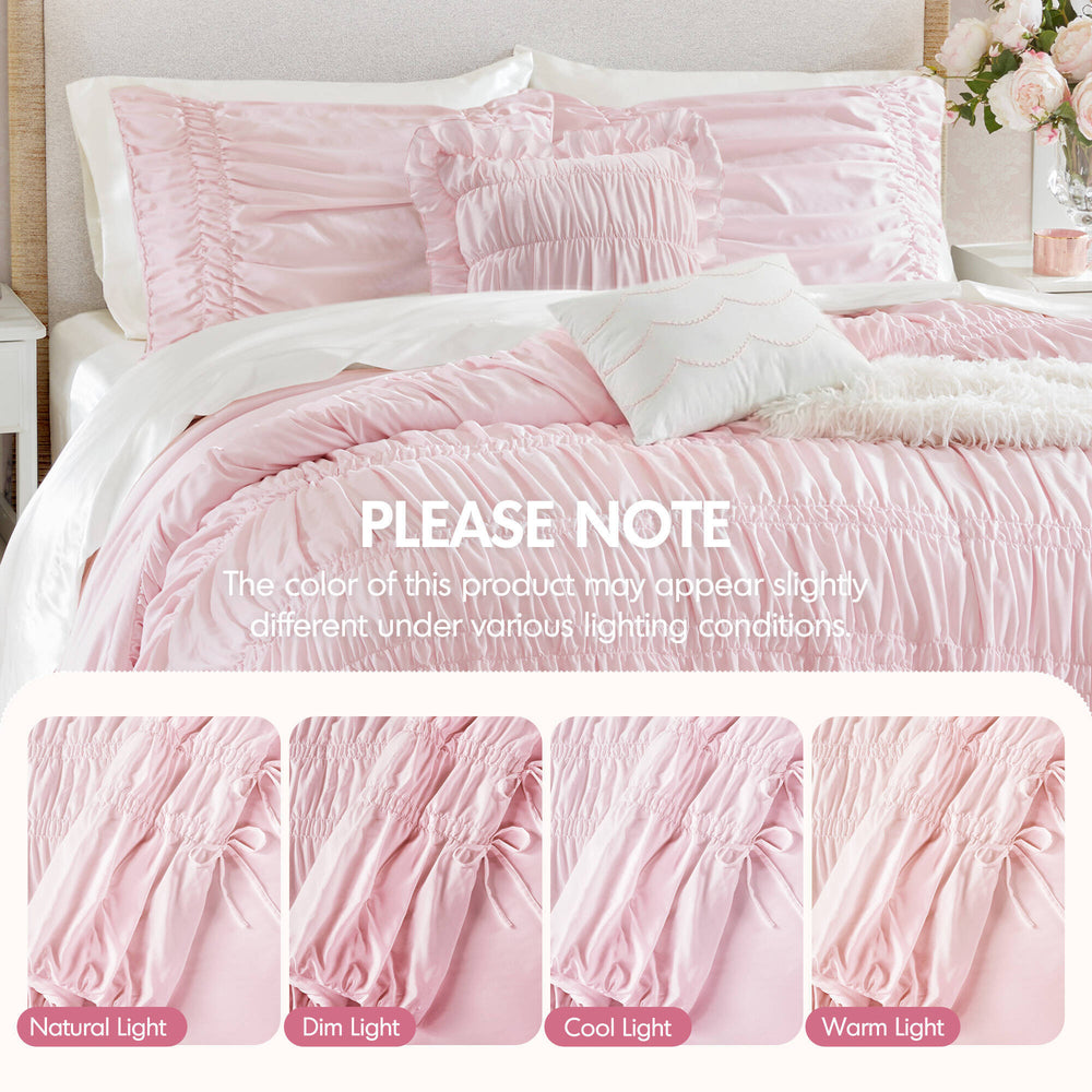 5 Pieces Full/Queen Comforter Set,Pink Media 5
