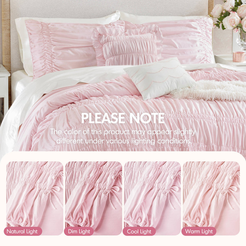 5 Pieces Full/Queen Comforter Set,Pink Media 5