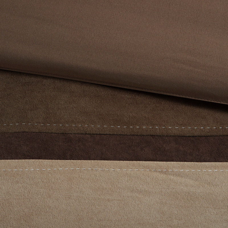 7 Piece Faux Suede Comforter Set Brown King