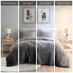 Ombre Shaggy Long Fur Comforter Mini Set perspective