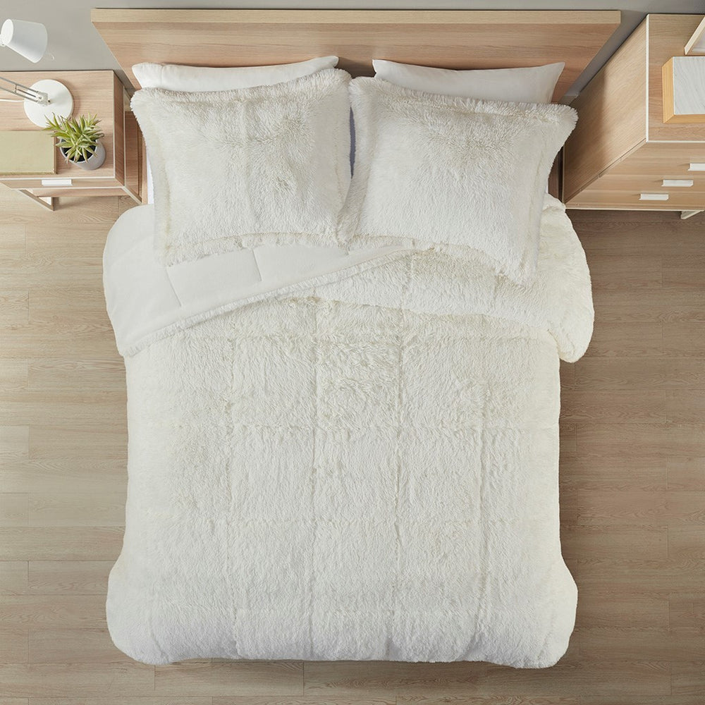 Twin/Twin XL Shaggy Long Fur Comforter Mini Set Media 9