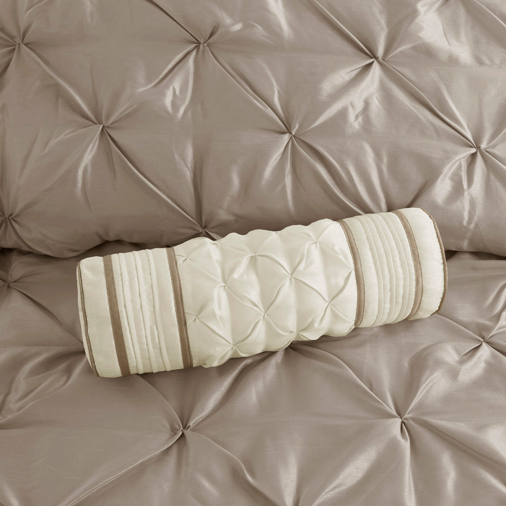 7 Piece Tufted Comforter Set Taupe Queen Media 12