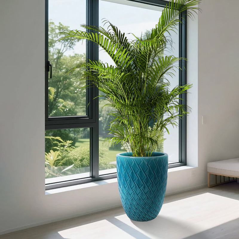 Ceramic Flowerpot, Modern Planter for Patio, Garden, Windowsill - Cyan