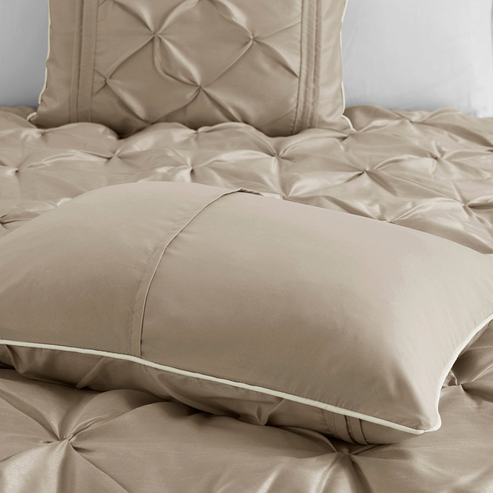 7 Piece Tufted Comforter Set Taupe Cal King Media 12