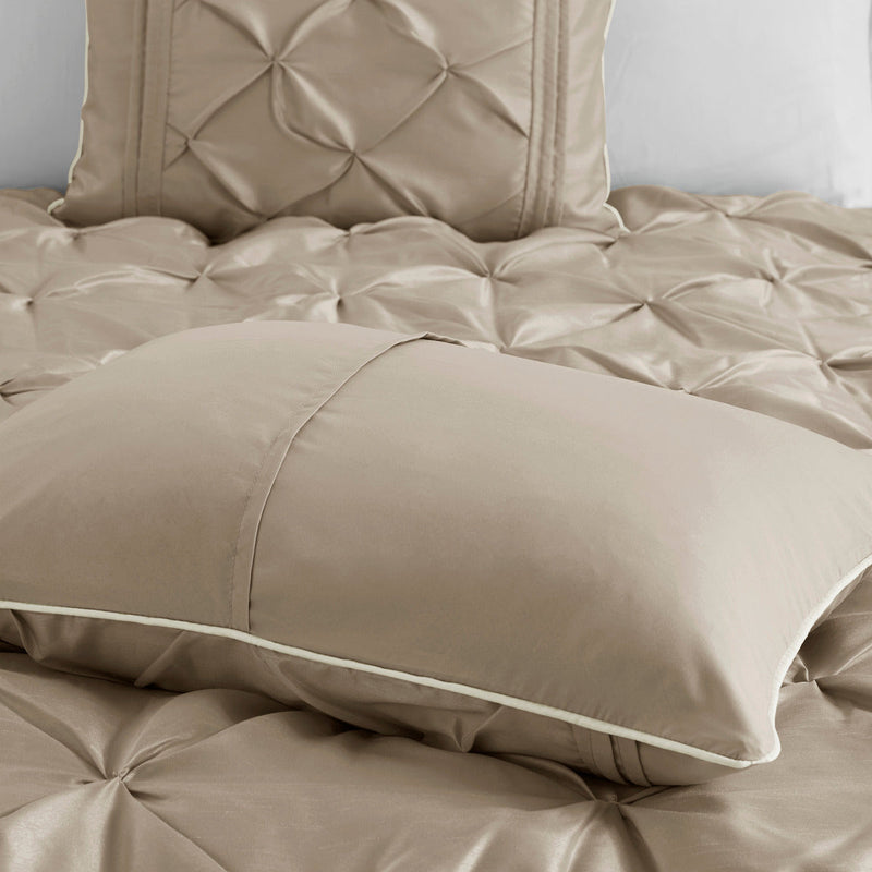 7 Piece Tufted Comforter Set Taupe Cal King