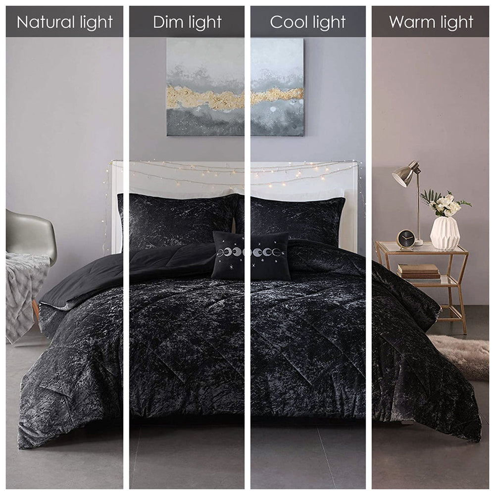Full/Queen Velvet Duvet Cover Set with Throw Pillow Media 6