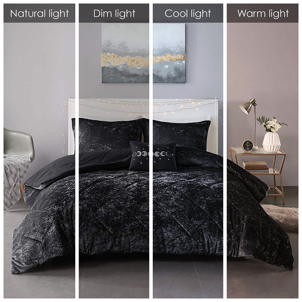 Full/Queen Velvet Duvet Cover Set with Throw Pillow Media 6