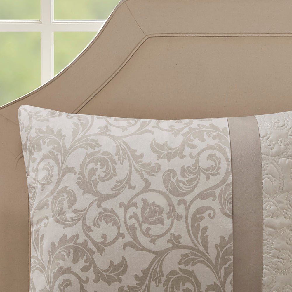 Embroidered 8 Piece Comforter Set Neutral Queen Media 3