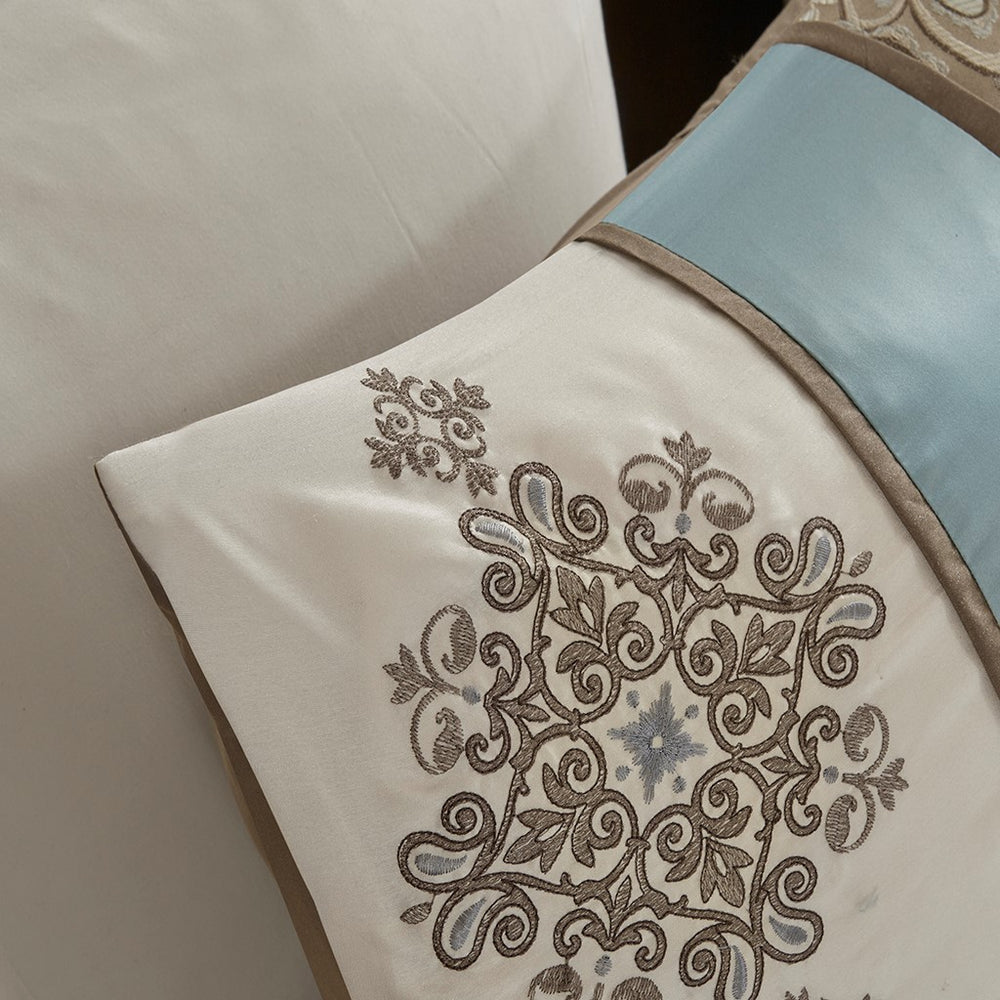 Jacquard 7 Piece Comforter Set Blue King Media 2