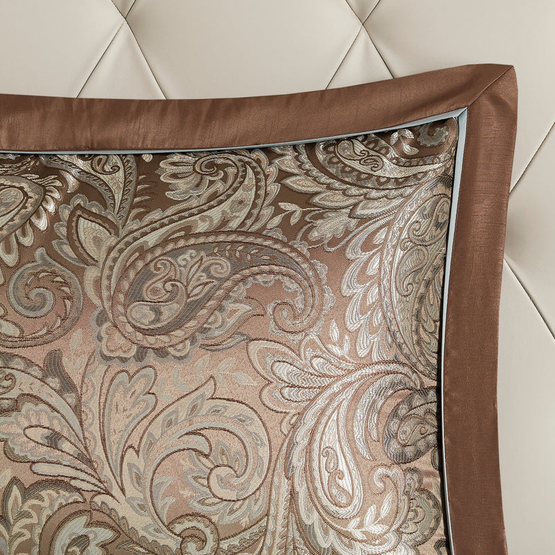 12 Piece Comforter Set with Cotton Bed Sheets Blue/Brown King
