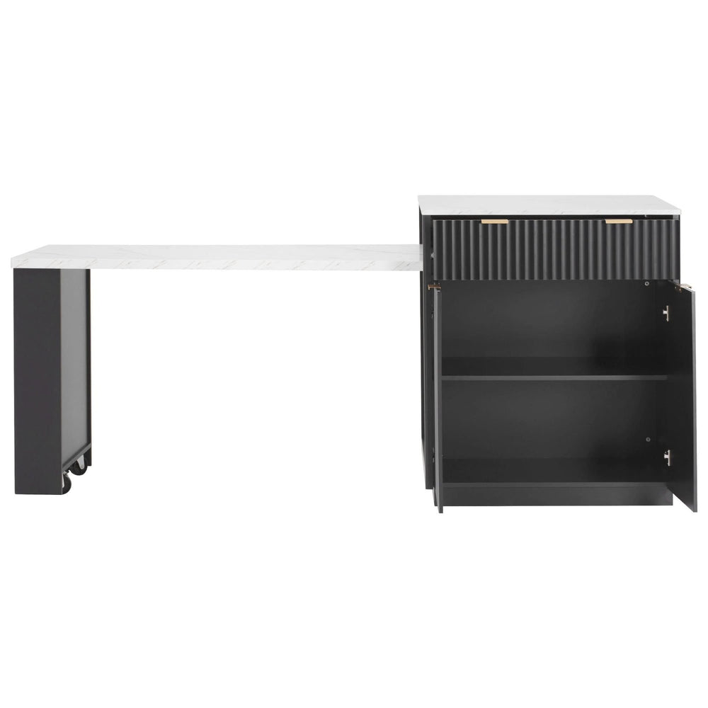 Kitchen Island Modern With Extendable Dining Table & Power Outlet For 4-6 People Black Media 44