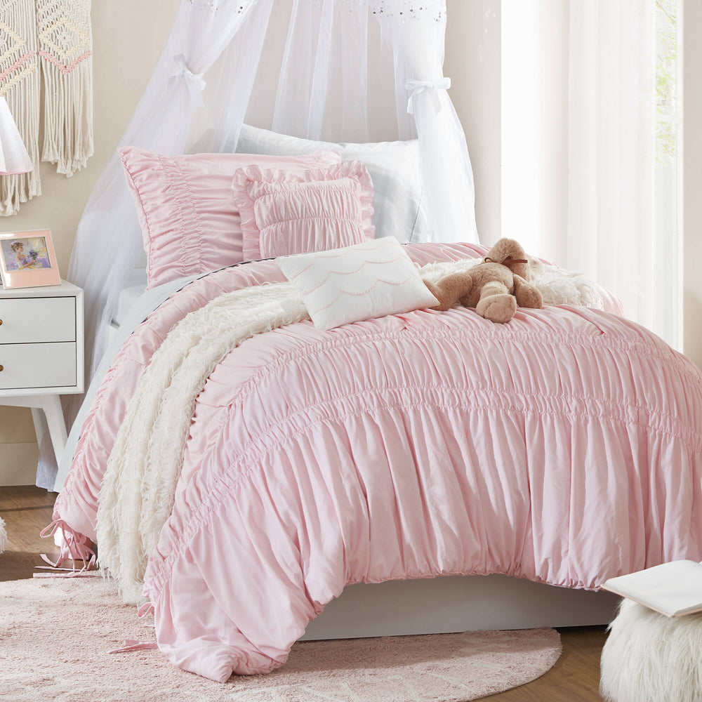 4 Pieces Twin/Twin XL Comforter Set,Pink Media 1