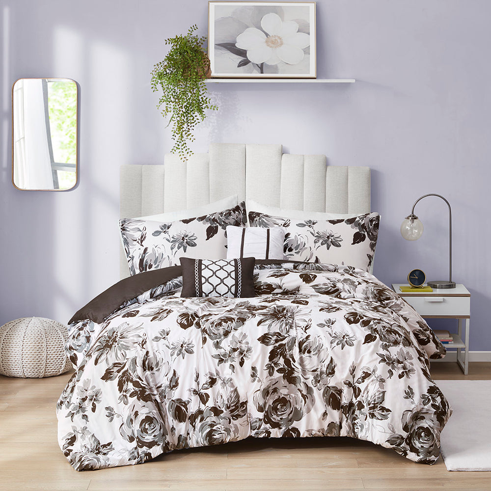 Full/Queen Floral Print Comforter Set Media 5