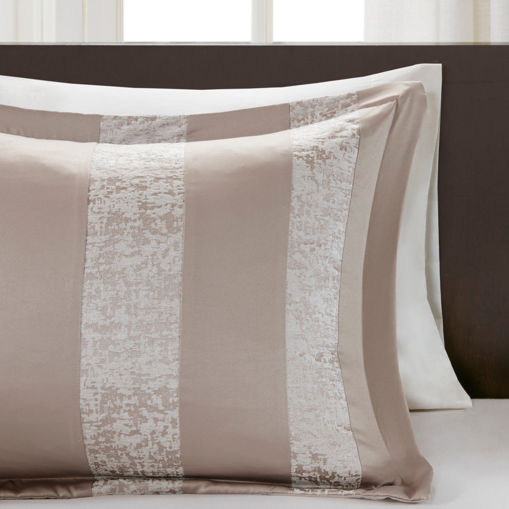 7 Piece Chenille Jacquard Comforter Set Taupe King Media 10
