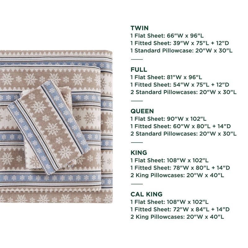 3 PCS Twin Sheet Set Blue Snowflake