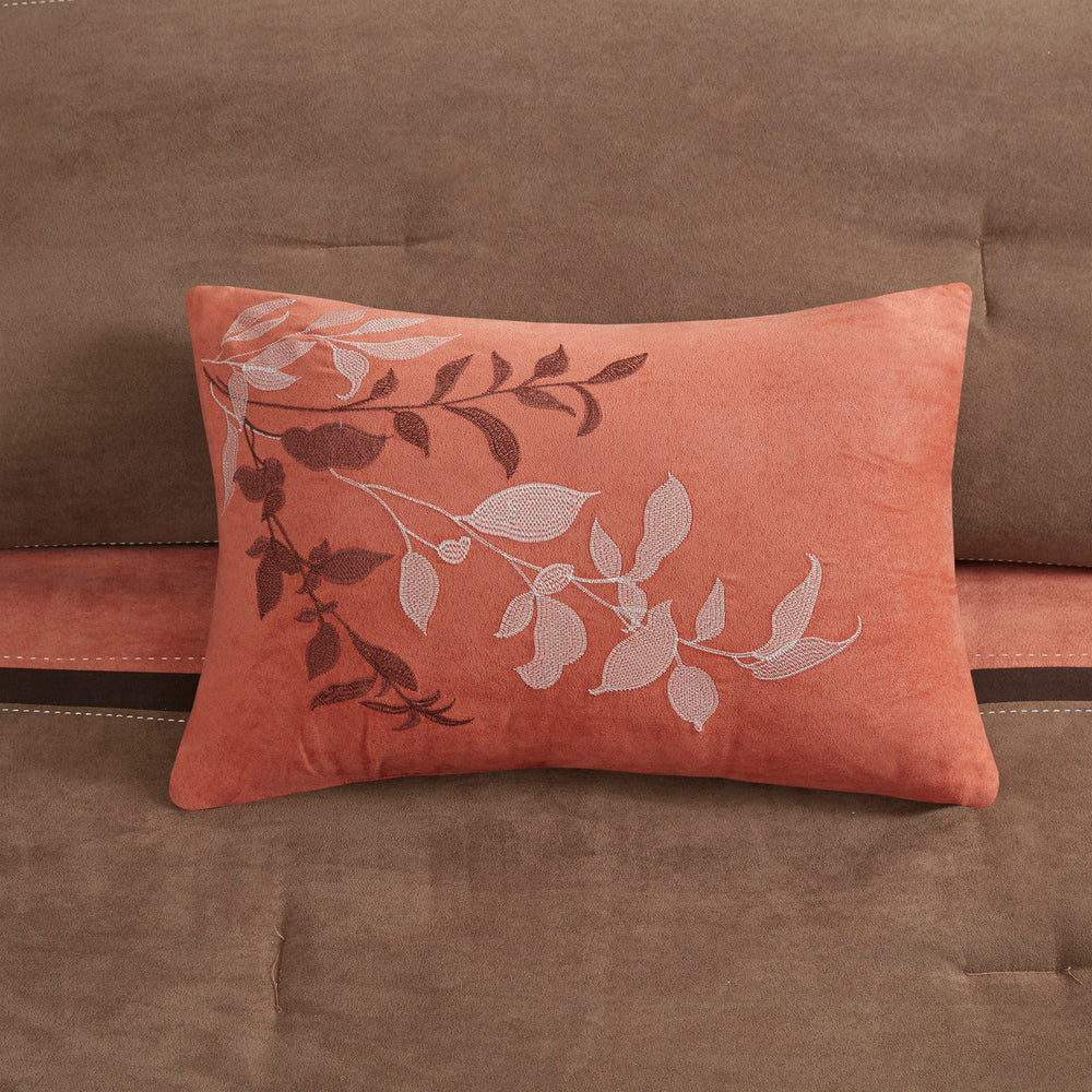7 Piece Faux Suede Comforter Set Coral Cal King Media 3