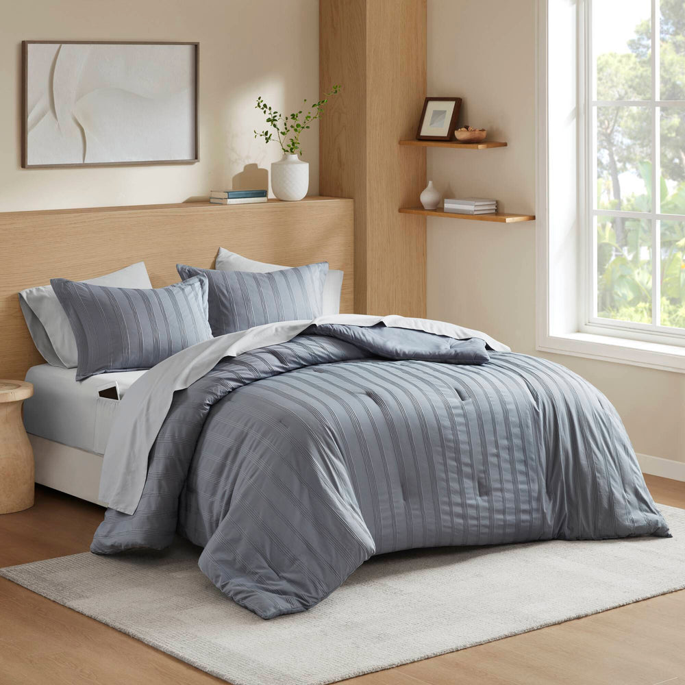 7-Piece King Woven Striped Comforter Set Media 1