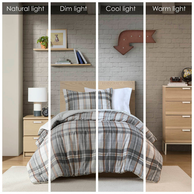 3PCS Full/Queen Plaid Duvet Cover Set