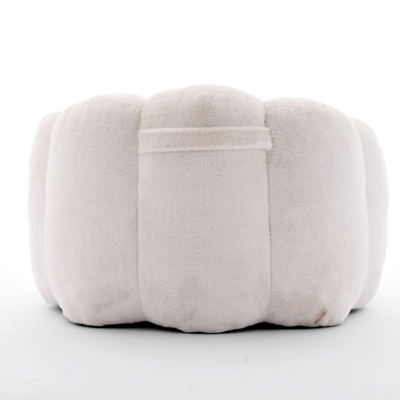 Bean Bag Sofa Faux Fur Lotus Style Ivory White 43.7 Inch No Assembly