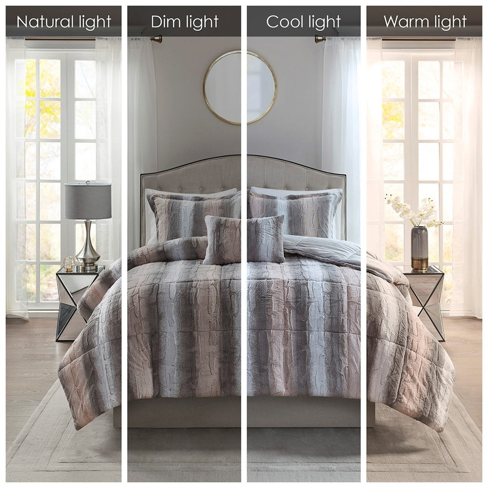 King 4PC Faux Fur Comforter Set Media 9