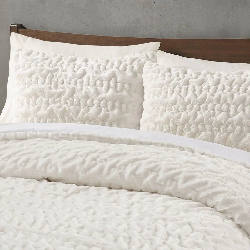 Ruched Fur Down Alternative Comforter Set