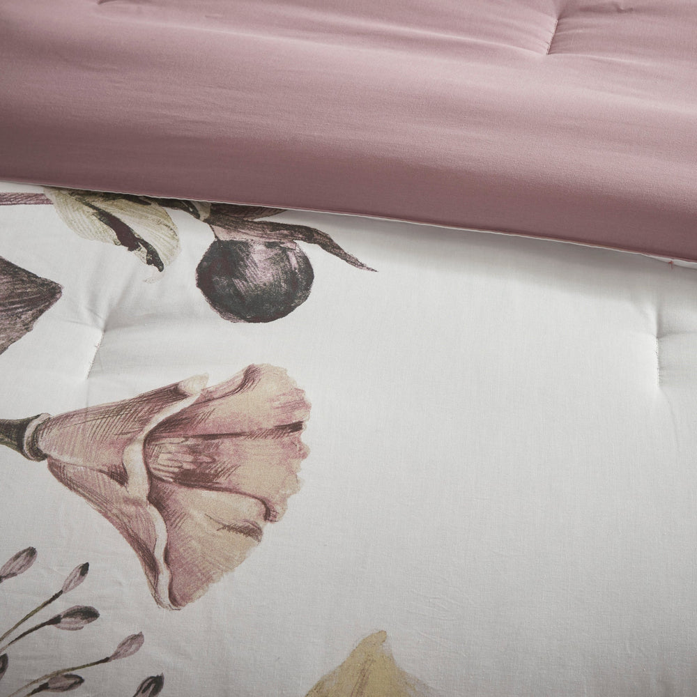 8 Piece Cotton Printed Comforter Set Blush Cal King Media 2