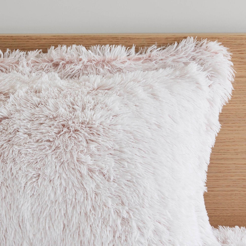 2 PCS Twin/Twin XL Shaggy Faux Fur Comforter Mini Set Pink/White Media 3