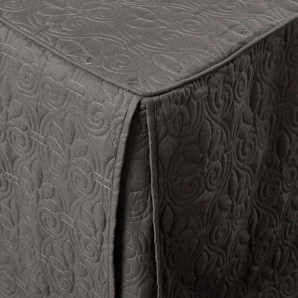 3 Piece Split Corner Pleated Quilted Bedspread Dark Grey Queen Media 7