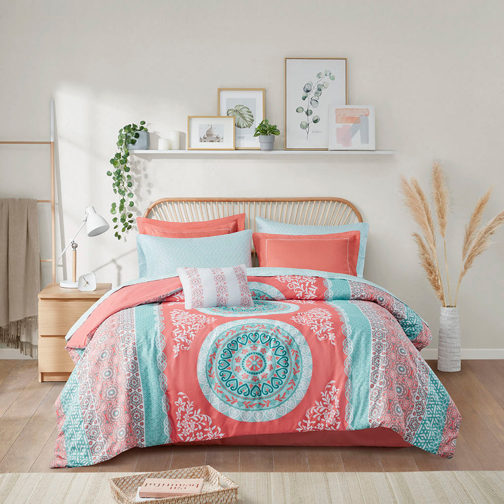 Queen Boho Comforter Set with Bed Sheets Media 2