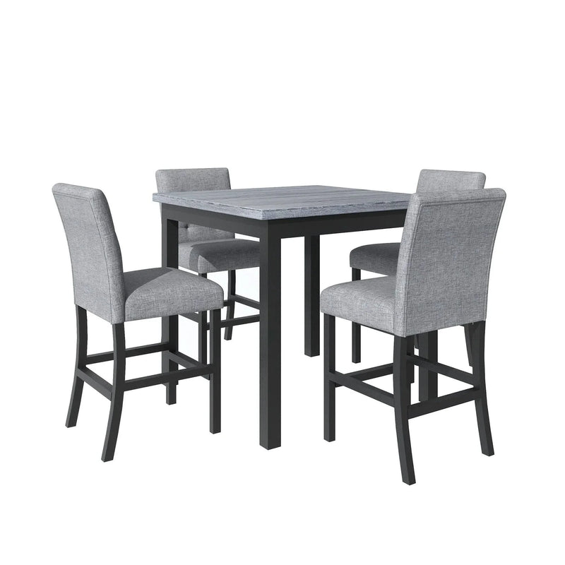 Counter Height Dining Set Solid Wood Square Table & Upholstered High Back Chairs