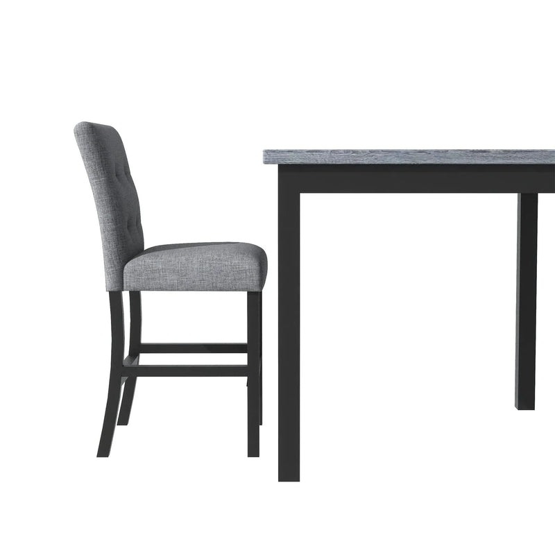 Counter Height Dining Set Solid Wood Square Table & Upholstered High Back Chairs