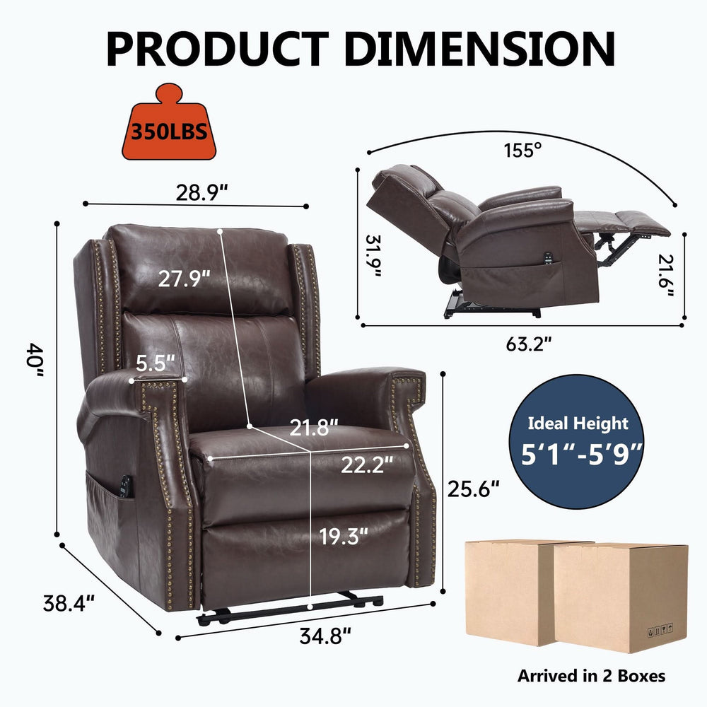 Manual Recliner Chair Faux Leather Massage With 8 Vibrating Nodes & 3 Modes For Living Room Media 2