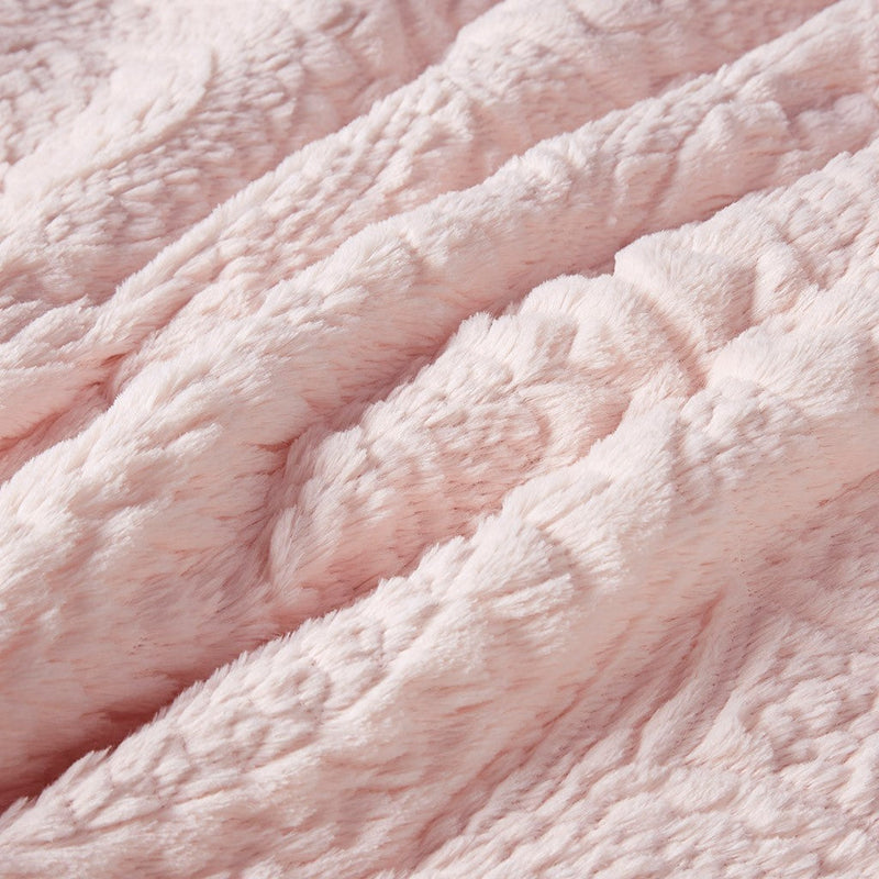 Twin Embroidered Medallion Faux Fur Ultra Plush Comforter Mini Set