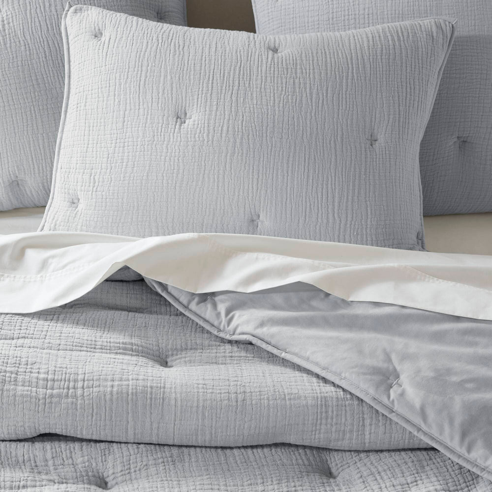 3-Piece King Cotton  Embroidered Quilt Set,Blue Media 3