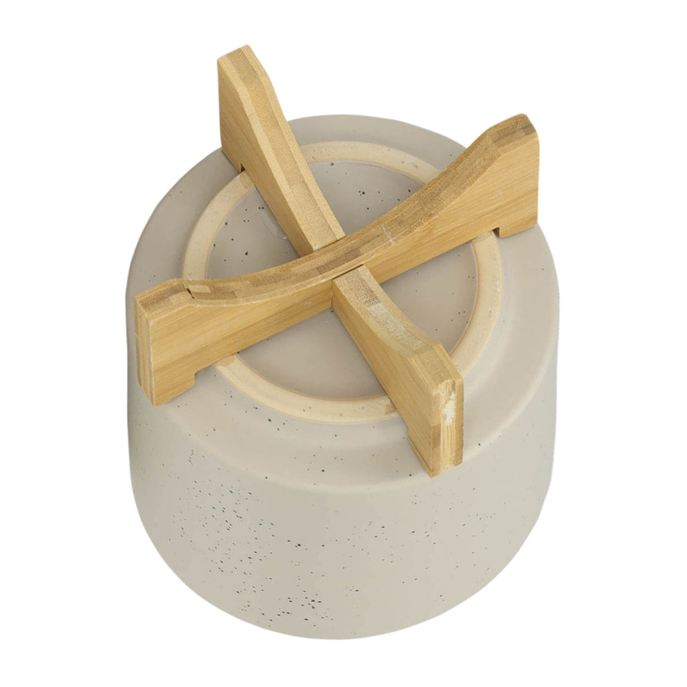 S/2 5/8' PLANTER W/ WOOD STAND, MATTE BEIGE Media 6