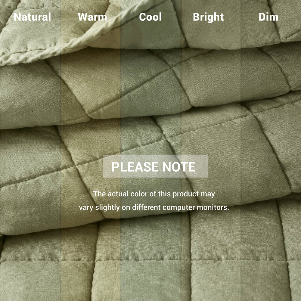 3-Piece King/Cal King Linen Garment Washed Quilt Set,Olive Green Media 5