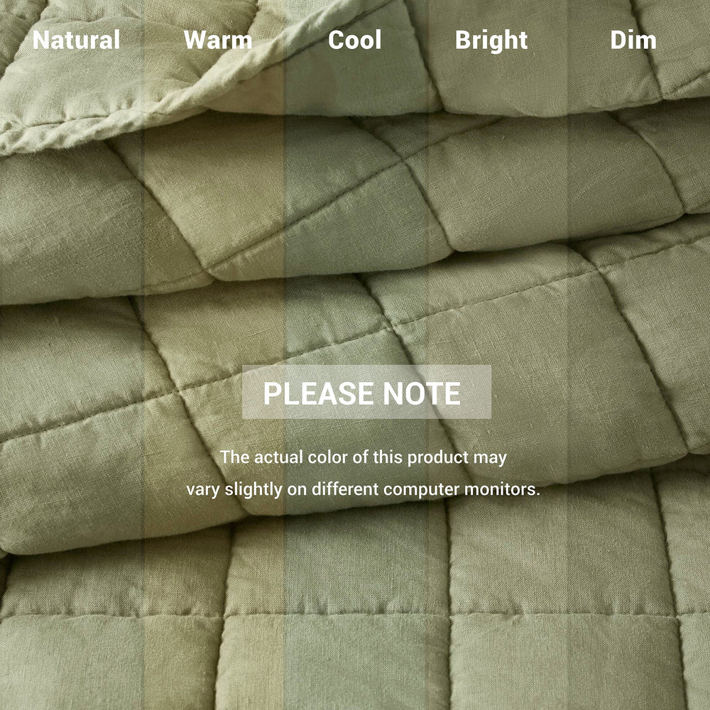 3-Piece King/Cal King Linen Garment Washed Quilt Set,Olive Green Media 5