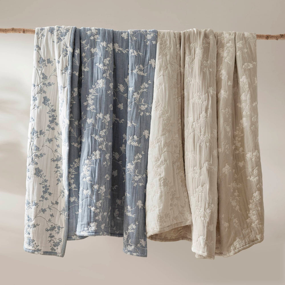 3 Pieces Full/Queen Jacquard Cotton Gauze Quilt Set,Linen Media 11
