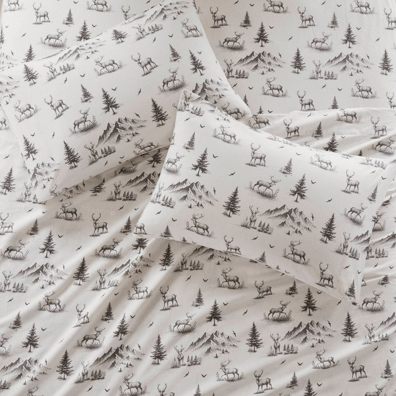 4 PCS Full Sheet Set Gray Deer Toile