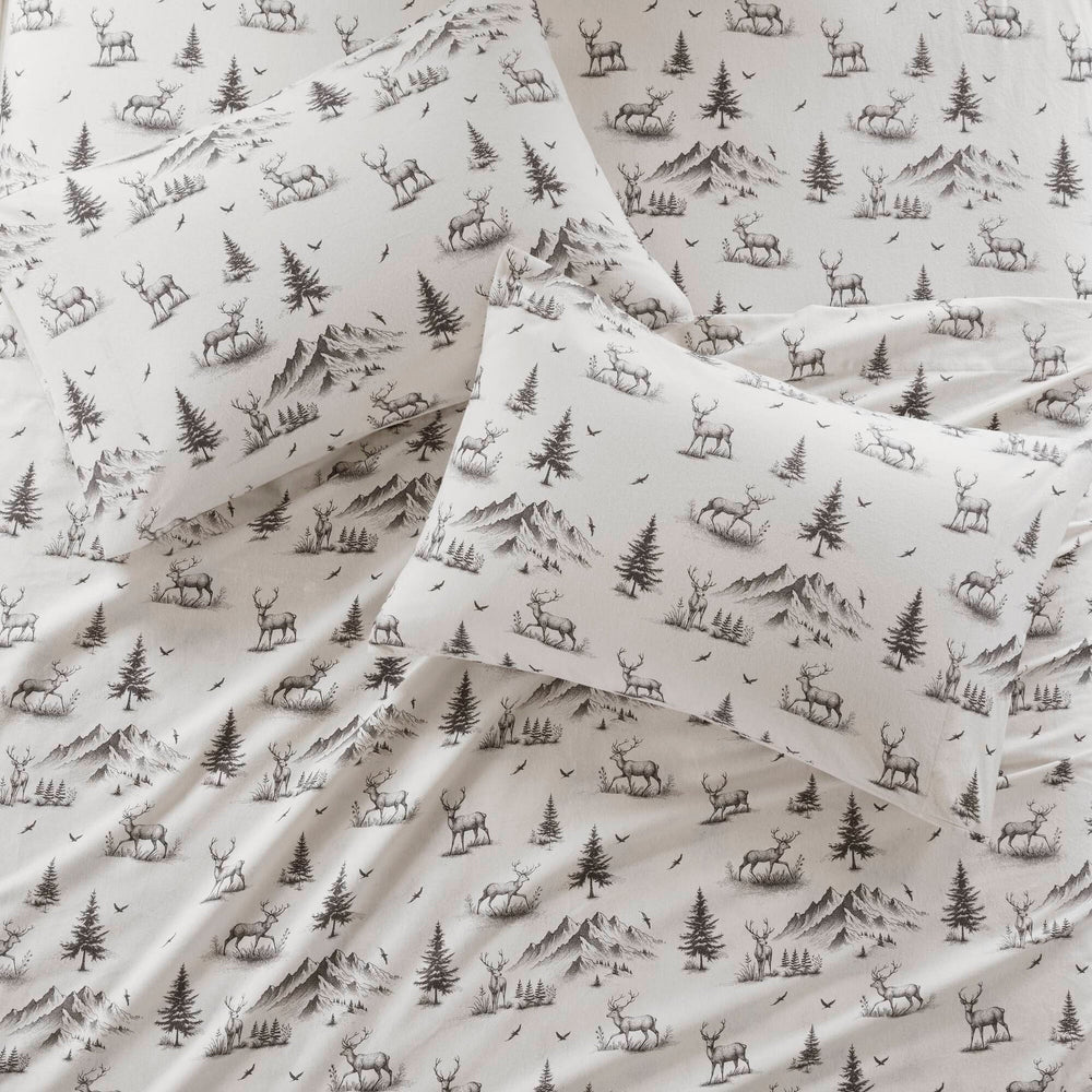 4 PCS King Sheet Set Gray Deer Toile Media 13