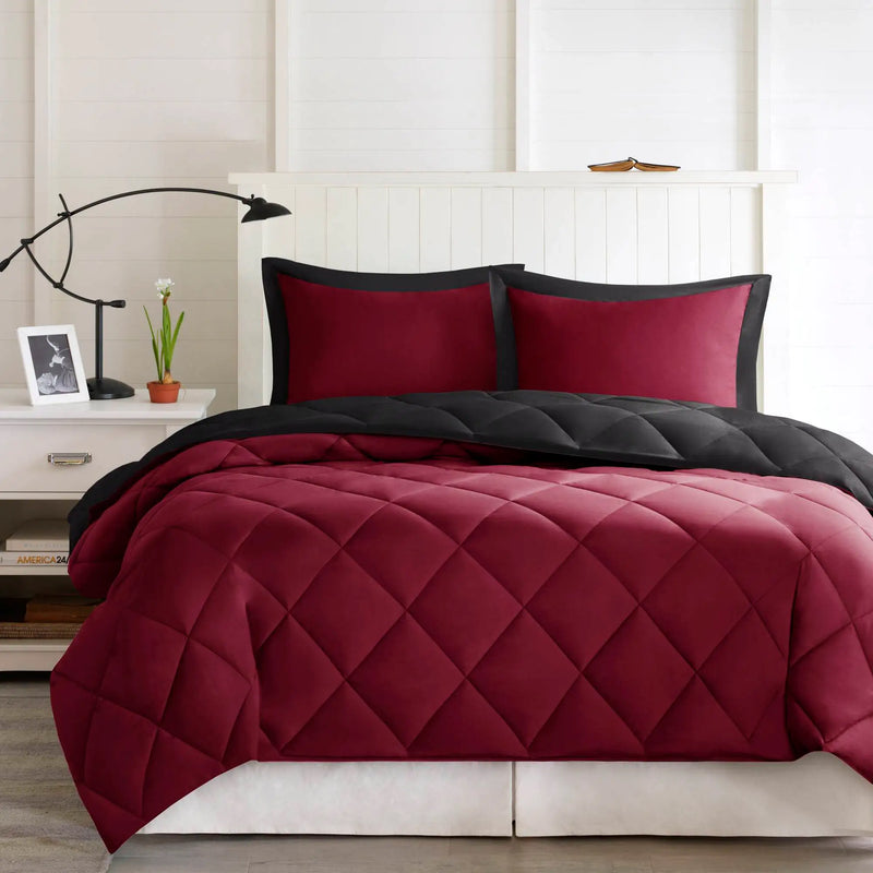 3M Scotchgard Diamond Quilting Reversible Down Alternative Comforter Set