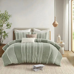 3 Piece Striped Cotton Duvet Cover Set perspective
