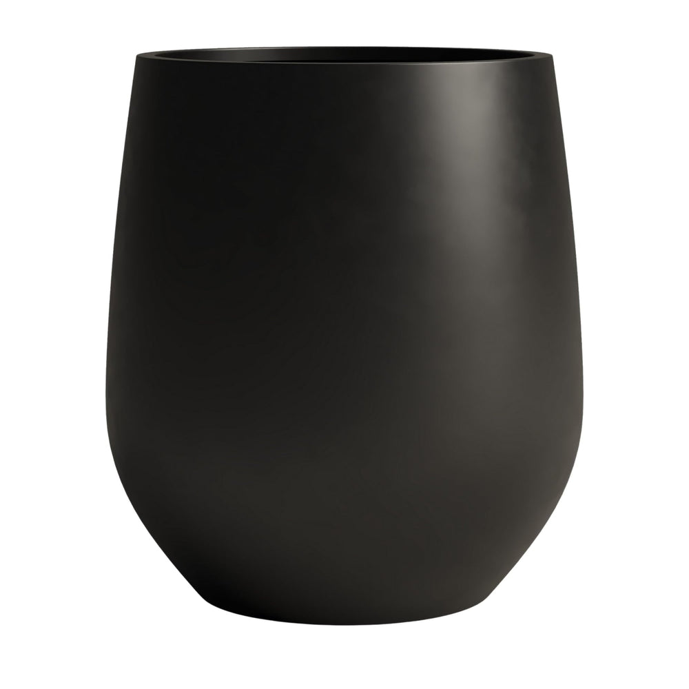 DTY Signature Mount Wilson Modern Indoor Outdoor Fiberstone Tapered Planter, Lightweight, Weather Resistant Garden Pot with Drainage Hole & Rubber Plug (Black, 11'' D x 12'' H) Media 45