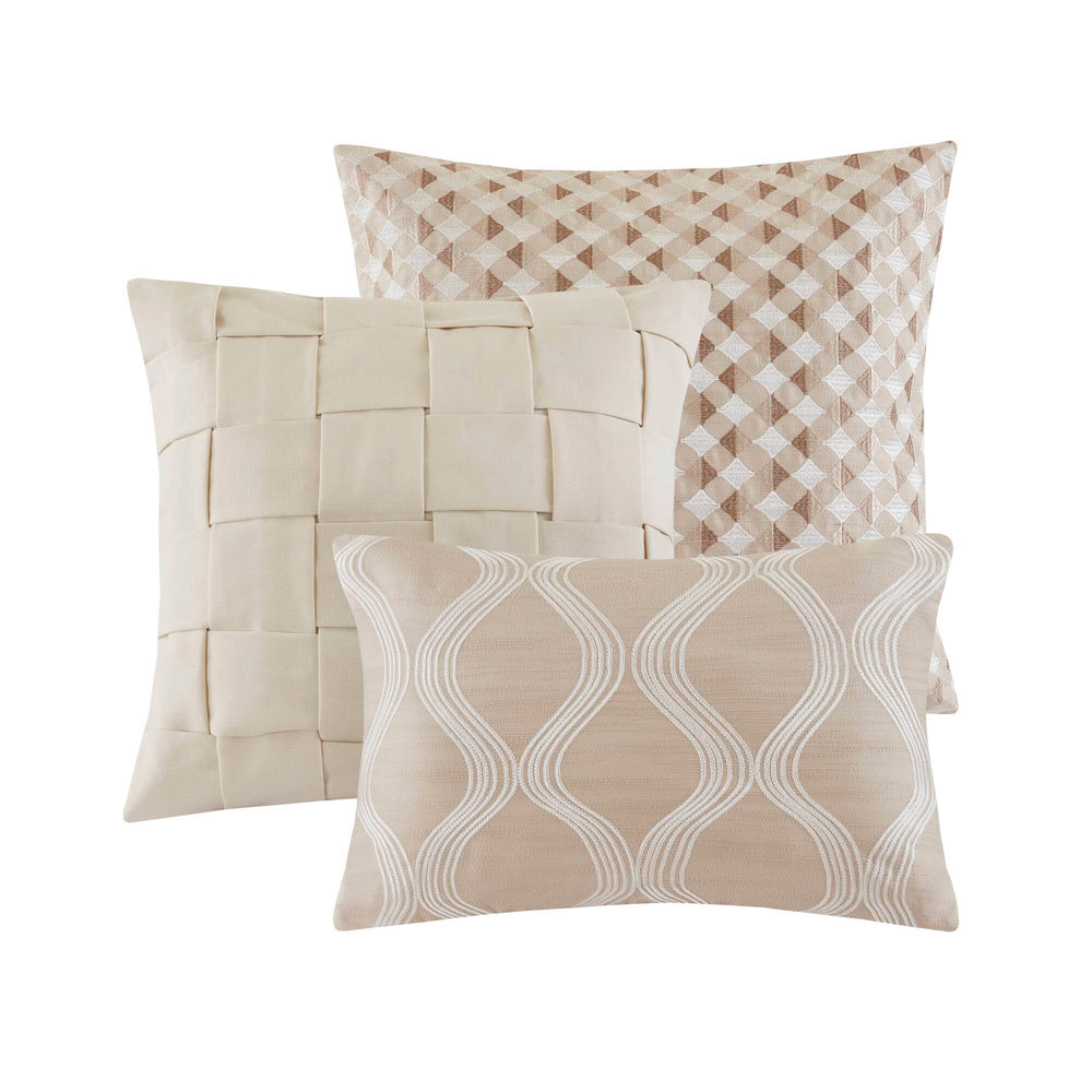 9-Piece King Abstract Comforter Set, Tan+Ivory Media 2