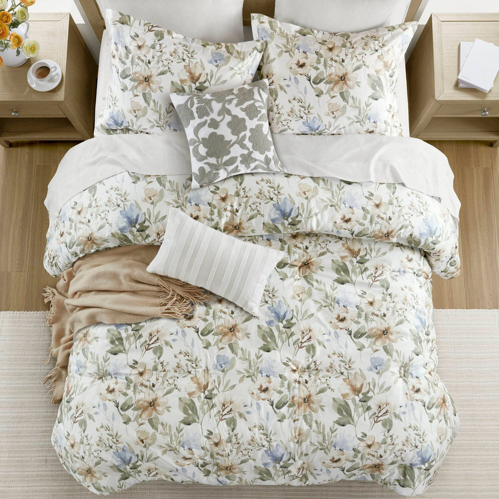 6PCS Queen Cotton Sateen Print Oversized Comforter Set Media 13