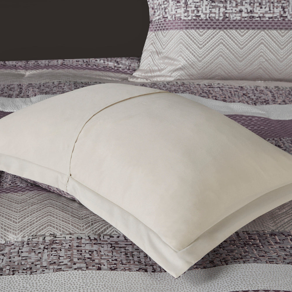 7 Piece Jacquard Comforter Set Purple Cal King Media 9